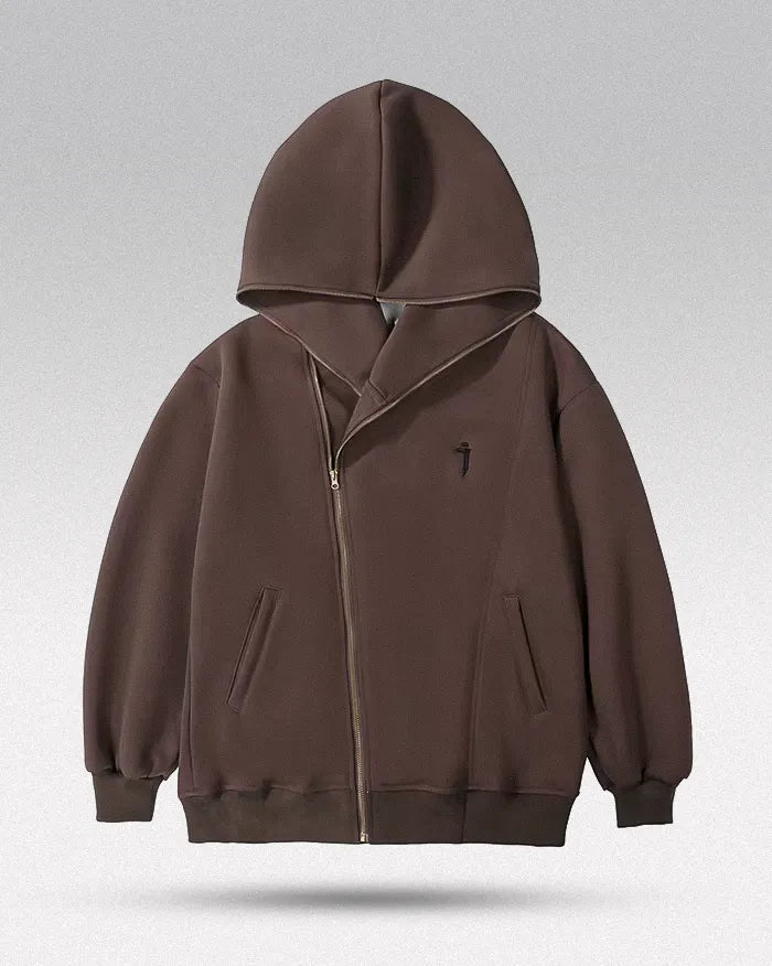 Asymmetrical zipper hoodie ’Ama’