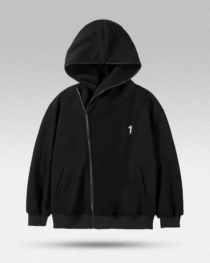 Asymmetrical zipper hoodie ’Ama’