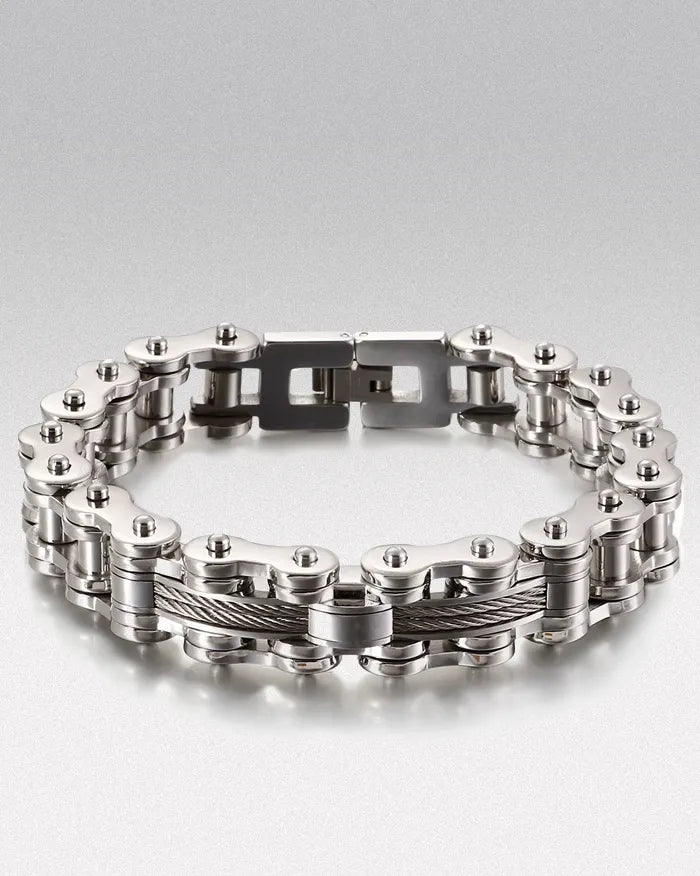Bike Chain Bracelet ’Nyx’ - Steel Color / 22cm / 8.66in