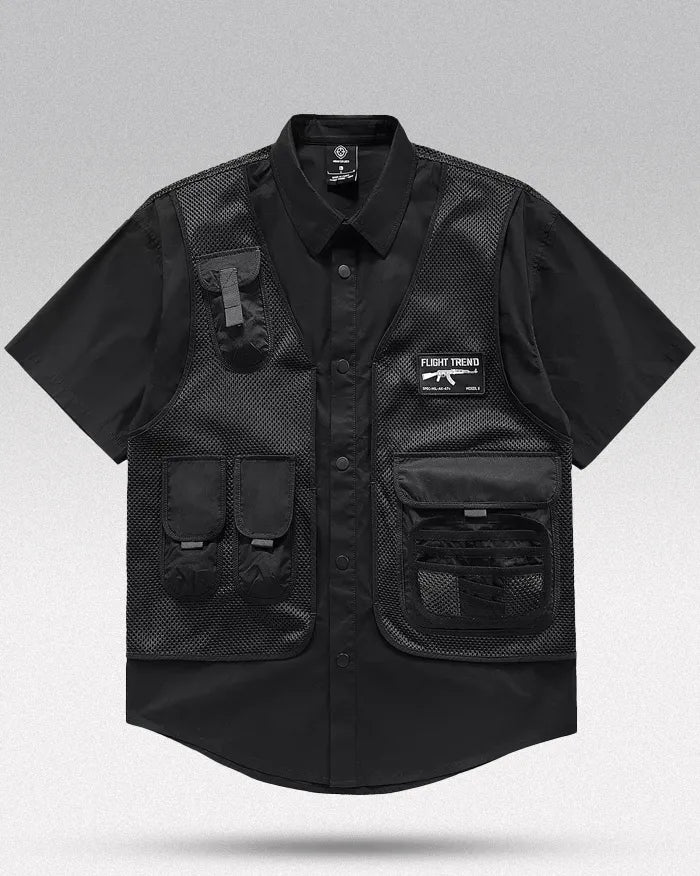 Black cargo shirt men’s ’Kazama’ - TECHWEAR STORM™