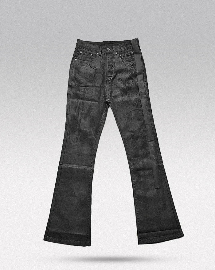 Black wax coated jeans ’Wasaki’ - TECHWEAR STORM™