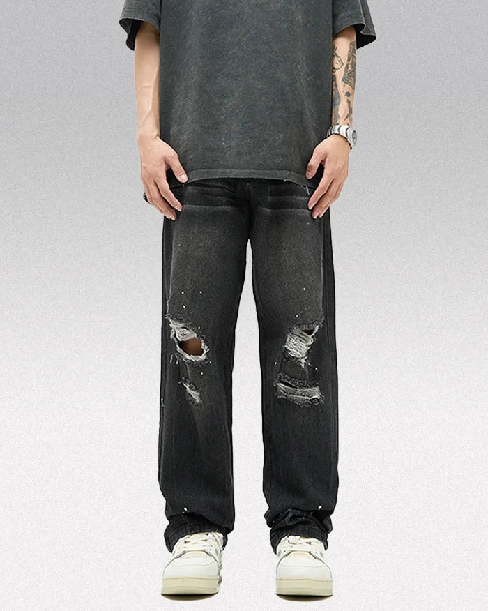 Black y2k jeans men ’Kusei’ - TECHWEAR STORM™