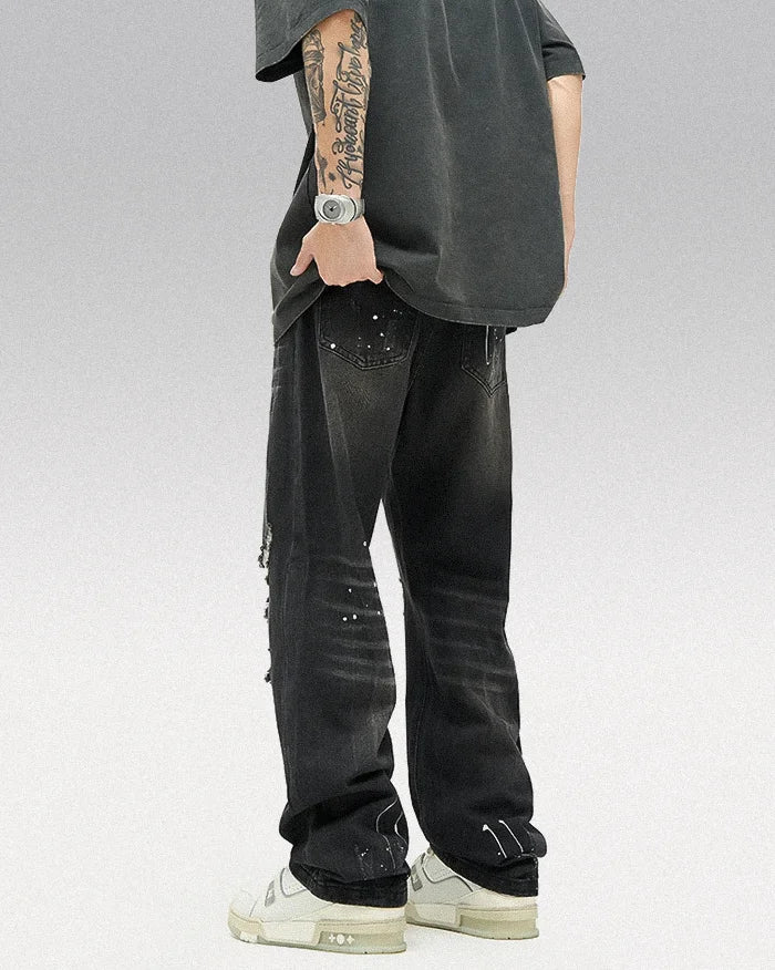 Black y2k jeans men ’Kusei’ - TECHWEAR STORM™