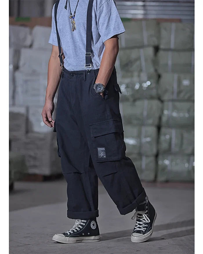 Cargo pants with suspenders ’Midori’ - TECHWEAR STORM™