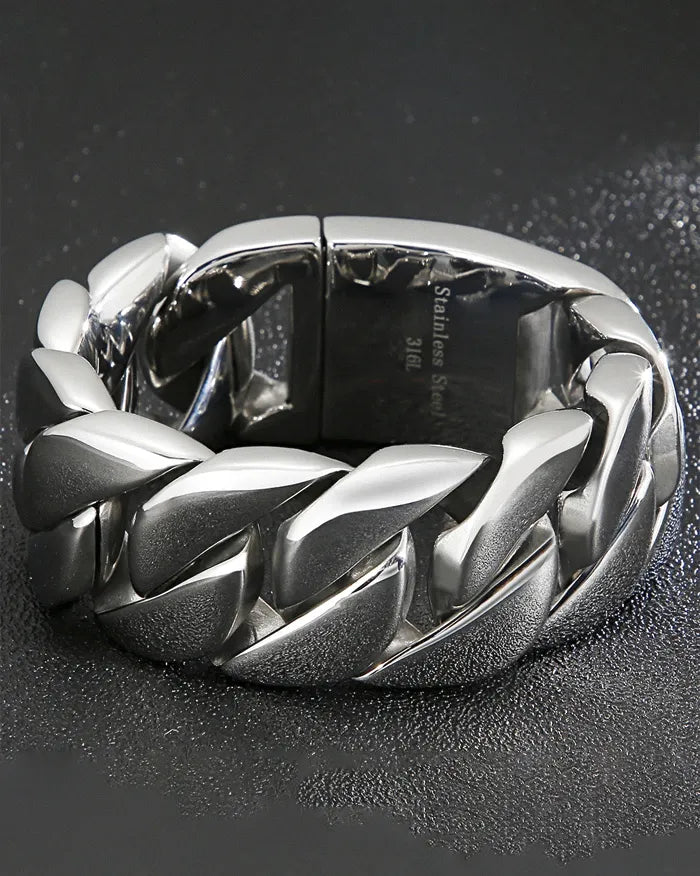 Cuban link bracelet men ’Phantom’ - Silver / 23cm / 9.06in