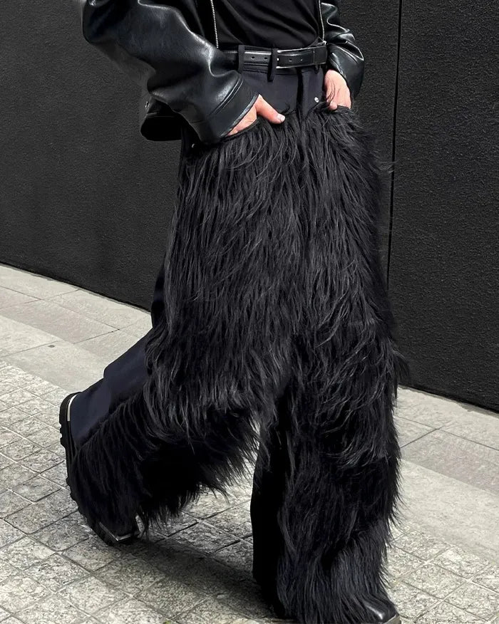 Faux Fur Pants ’Zorron’ Black / XS