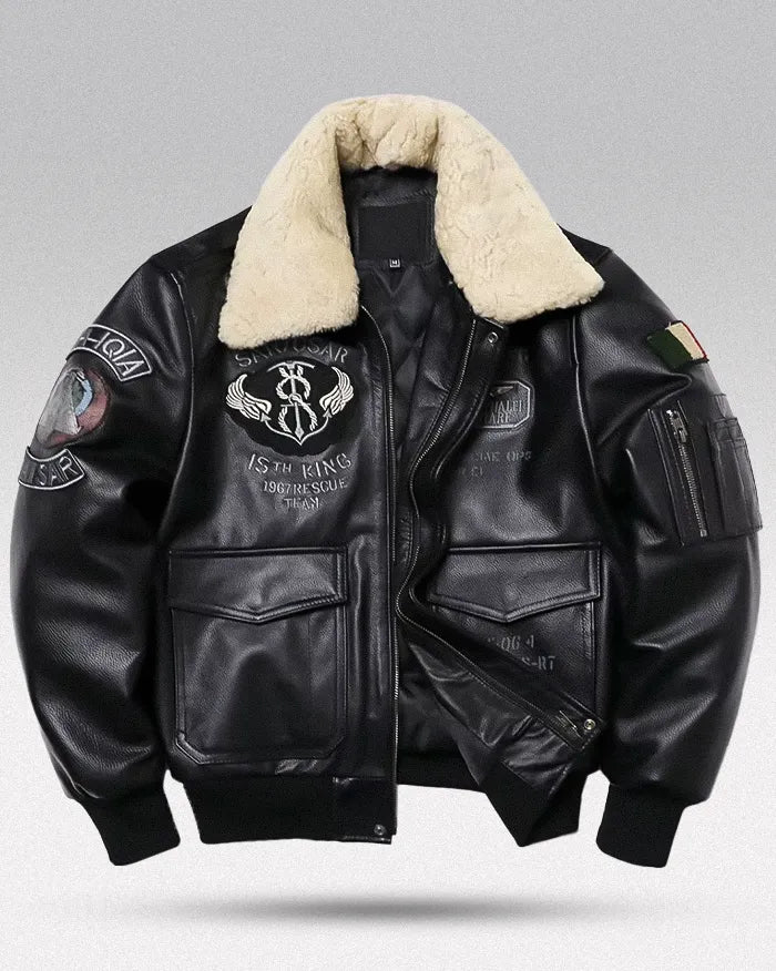 Genuine leather bomber jacket 