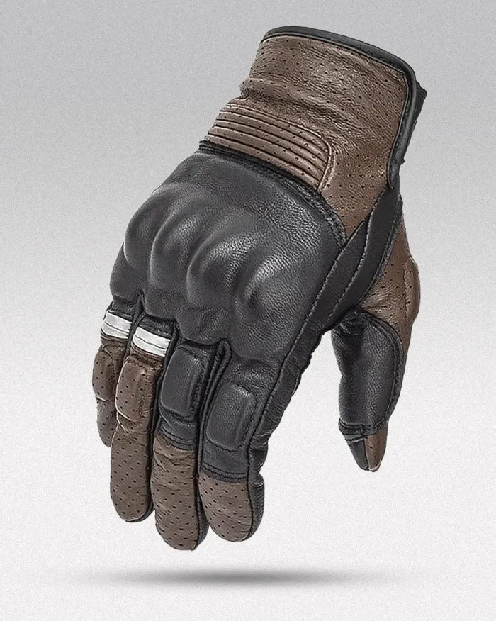 Gloves touch screen leather ’Kobara’ - Black Coffee / S