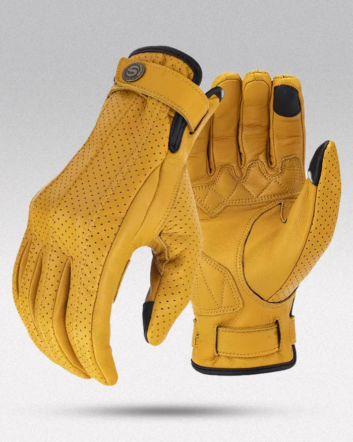 Gloves touch screen leather ’Kosa’ - Yellow / S