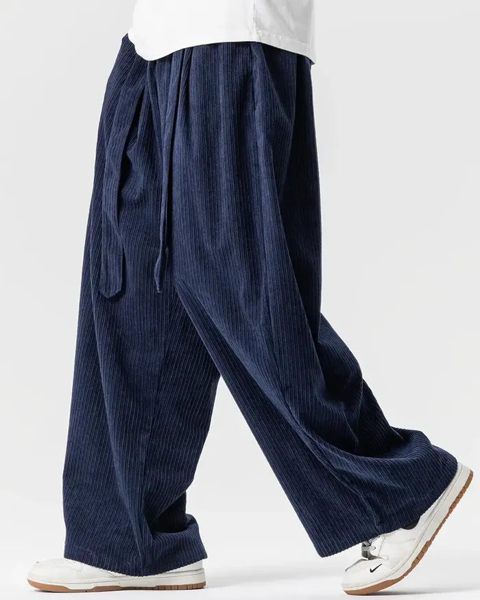 Japanese corduroy pants ’Kurume’ - M / Navy blue