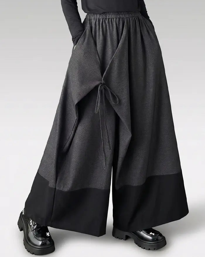 Japanese wide leg pants women ’Suyama’ - dark gray