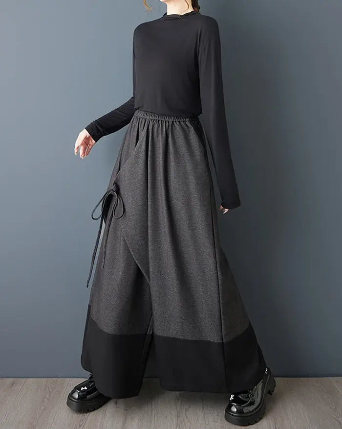 Japanese wide leg pants women ’Suyama’ - dark gray