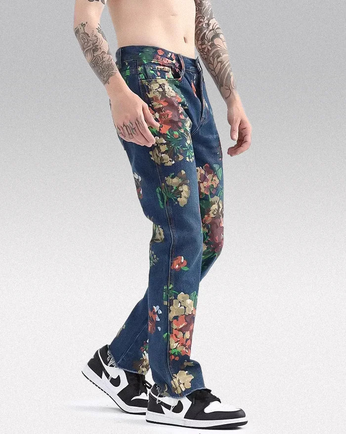 Jeans floral print ’Ninohe’ - TECHWEAR STORM™