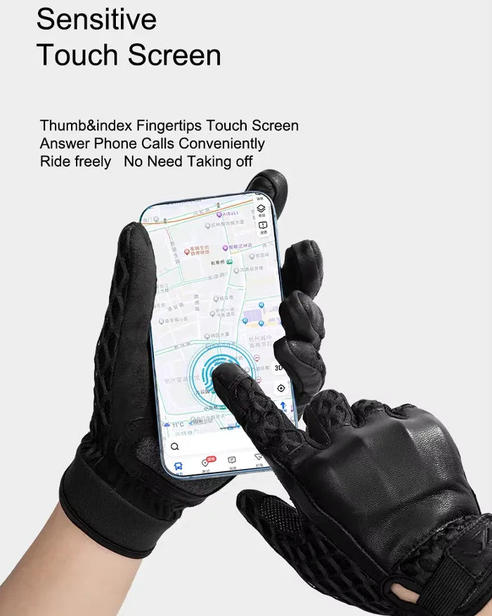 Leather gloves screen touch ’Shiboso’