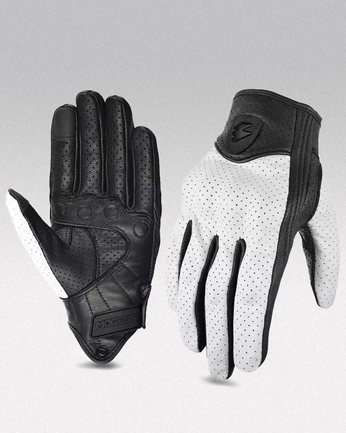 Leather Protective Gloves ’Misato’ - white / S