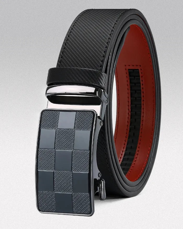 Men’s leather automatic buckle belt ’Lizuka’ - Black / 105CM
