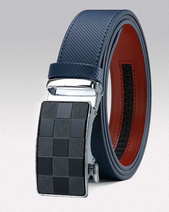 Men’s leather automatic buckle belt ’Lizuka’ - Blue / 105CM