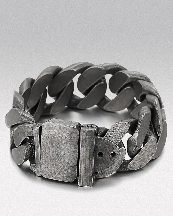 Men’s Stainless Steel Cuban Link Bracelet ’Onyx’ - Black