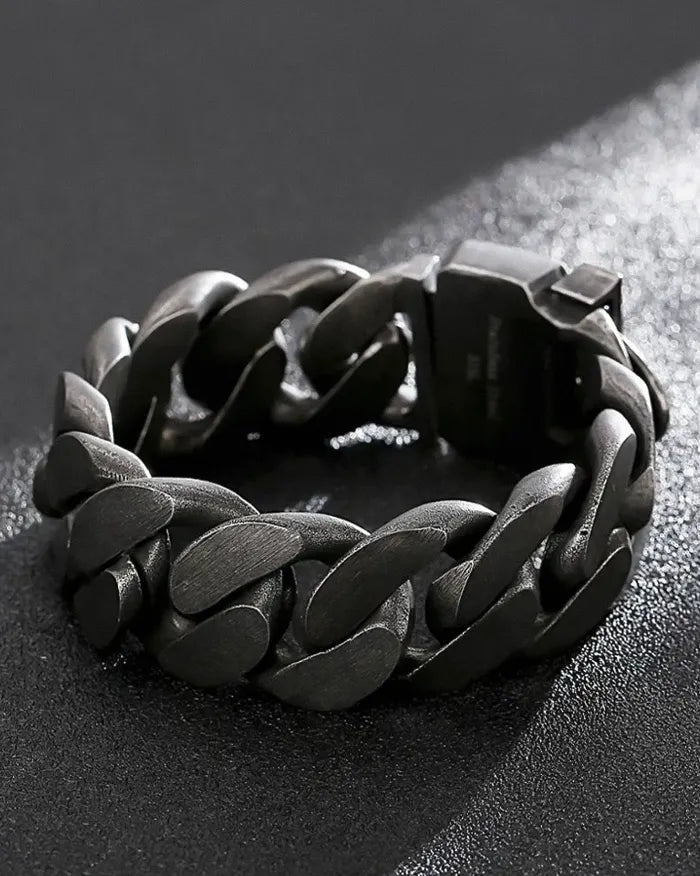 Men’s Stainless Steel Cuban Link Bracelet ’Onyx’