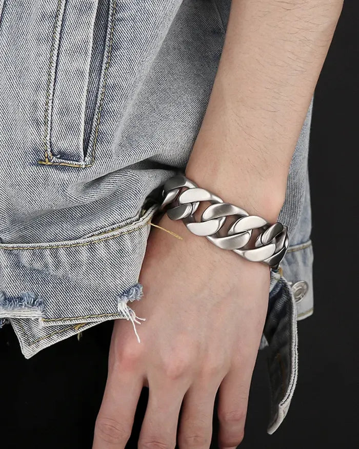 Men’s Stainless Steel Cuban Link Bracelet ’Onyx’