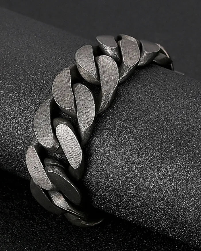 Men’s Stainless Steel Cuban Link Bracelet ’Onyx’