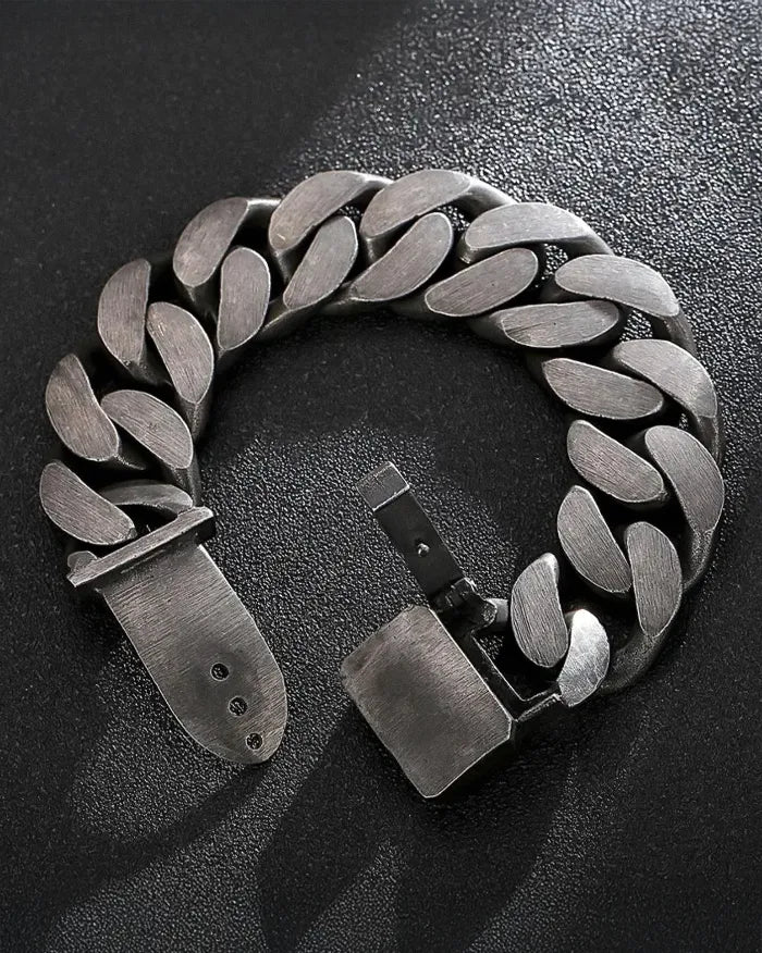 Men’s Stainless Steel Cuban Link Bracelet ’Onyx’