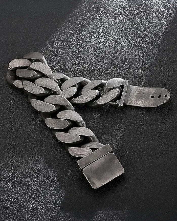 Men’s Stainless Steel Cuban Link Bracelet ’Onyx’