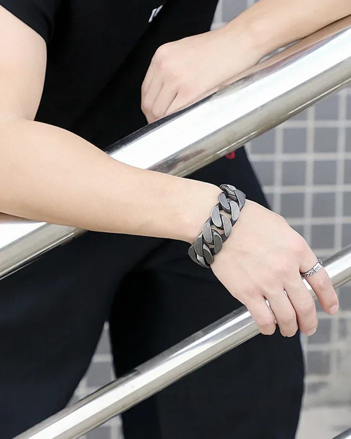 Men’s Stainless Steel Cuban Link Bracelet ’Onyx’