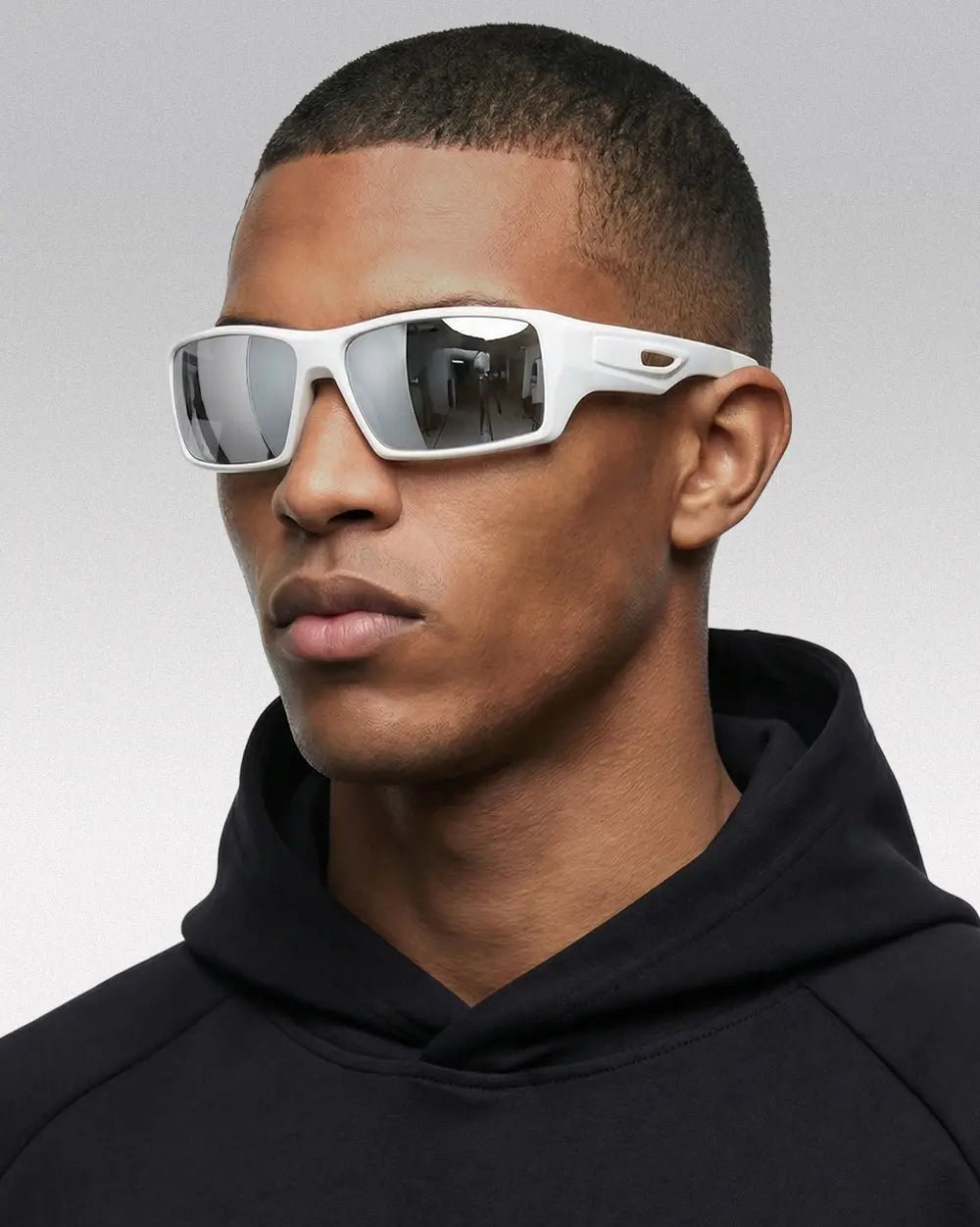 Polarized Techwear Sunglasses ’Vega’ - White-Silver