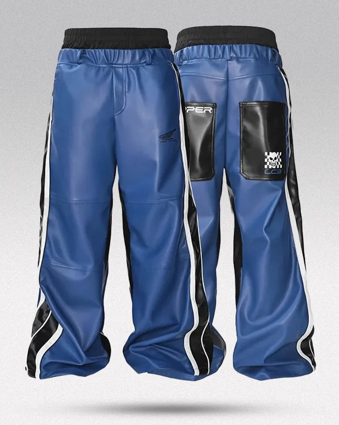 Pu Leather Wide Leg Pants ’Ulpha’ - Blue / XS