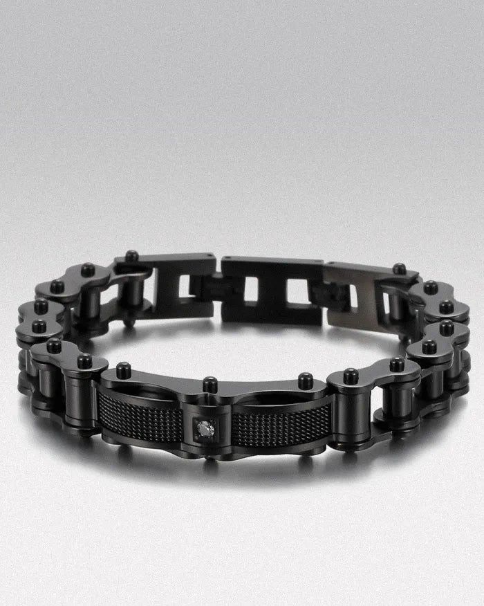 Stainless steel bike chain bracelet ’Flux’ - Black / 22cm