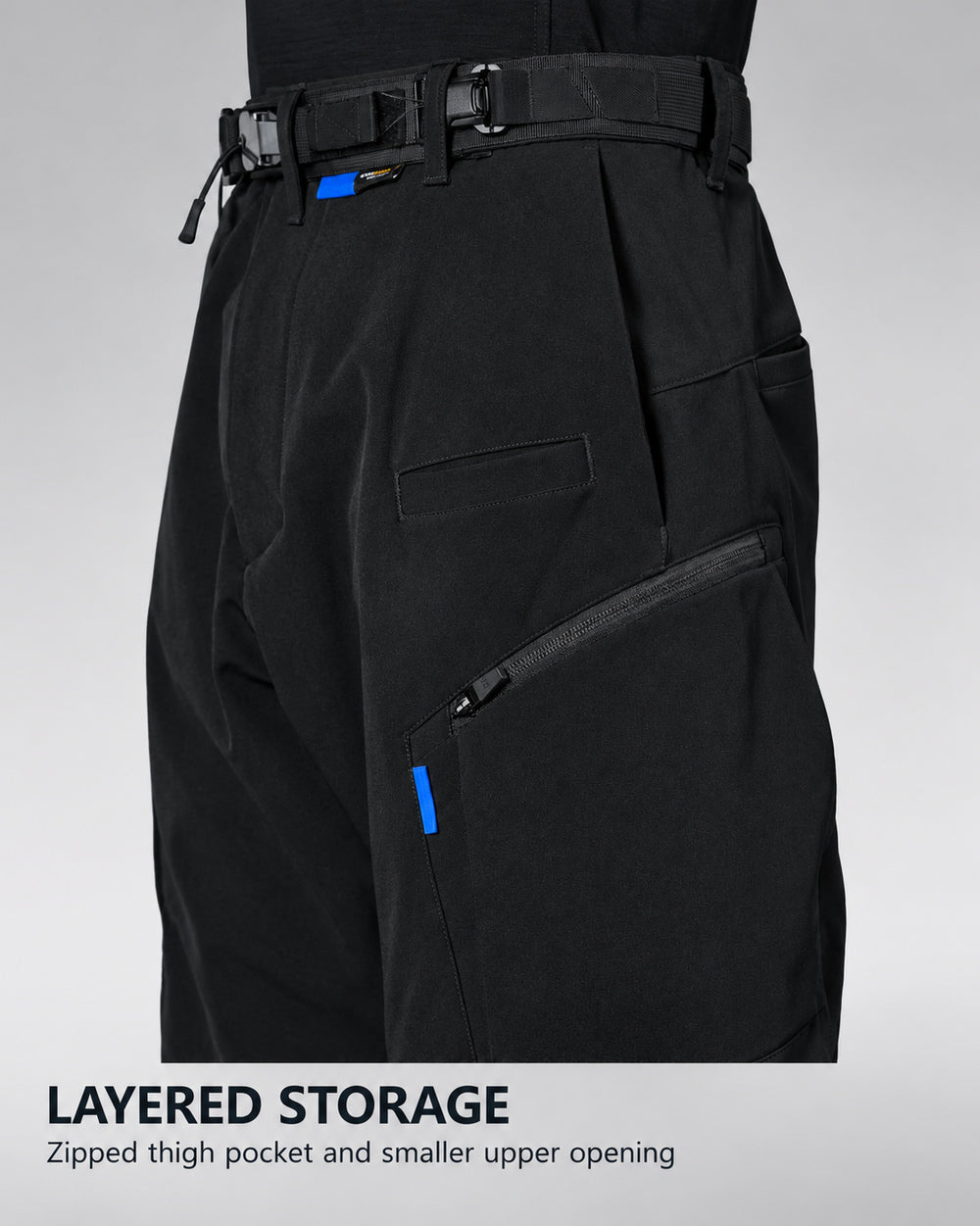 Techwear Pants "Fuki" in black, layered storage