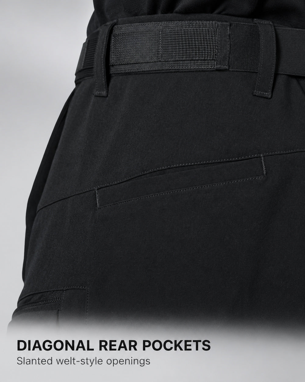 Techwear Pants "Fuki" in black, diagonal rear pockets