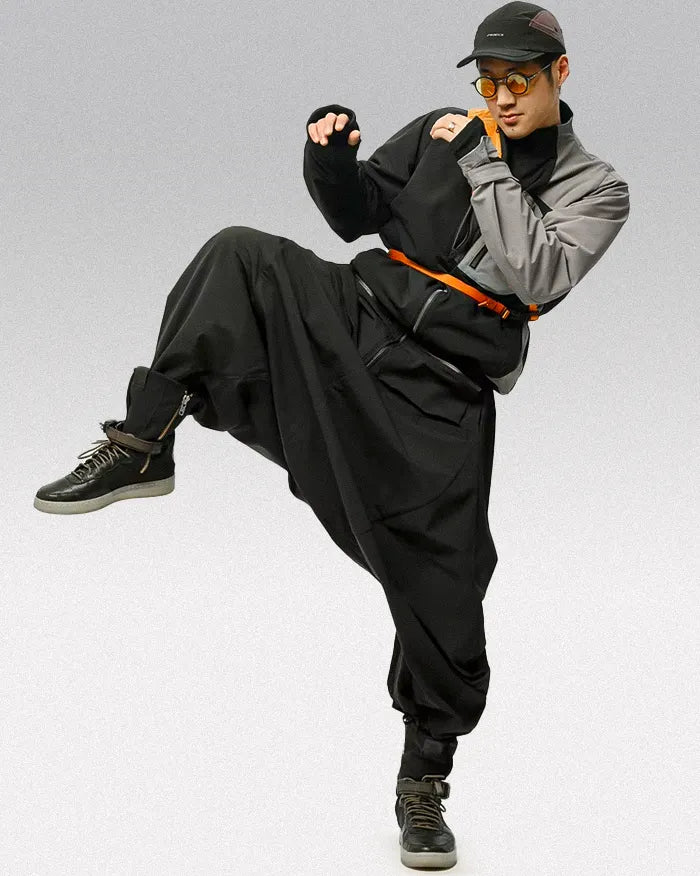Techwear samurai pants ’Mioshi’ - Black / S