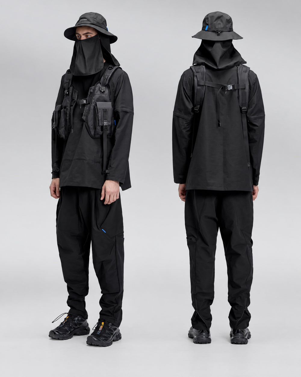 Techwear trousers "Kaoru" in black, view 9