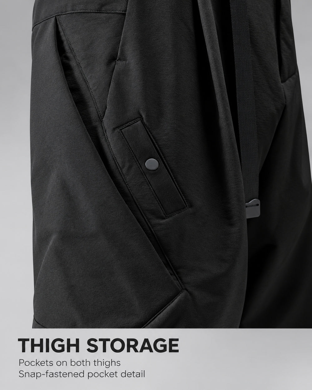 Techwear trousers "Kaoru" in black, thigh storage