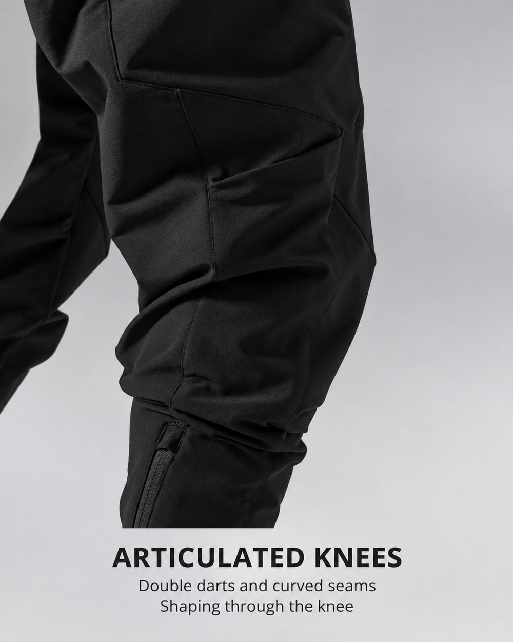 Techwear trousers "Kaoru" in black, articulated knees