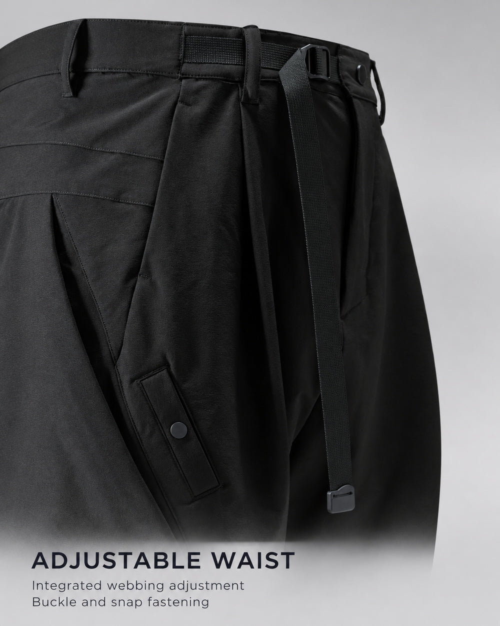 Techwear trousers "Kaoru" in black, adjustable waist