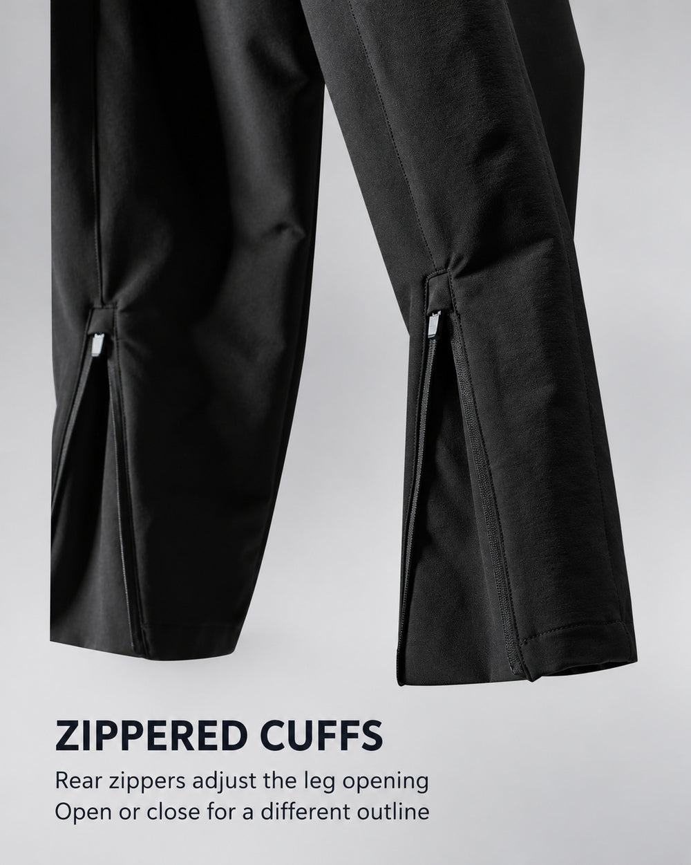 Techwear trousers "Kaoru" in black, zippered cuffs