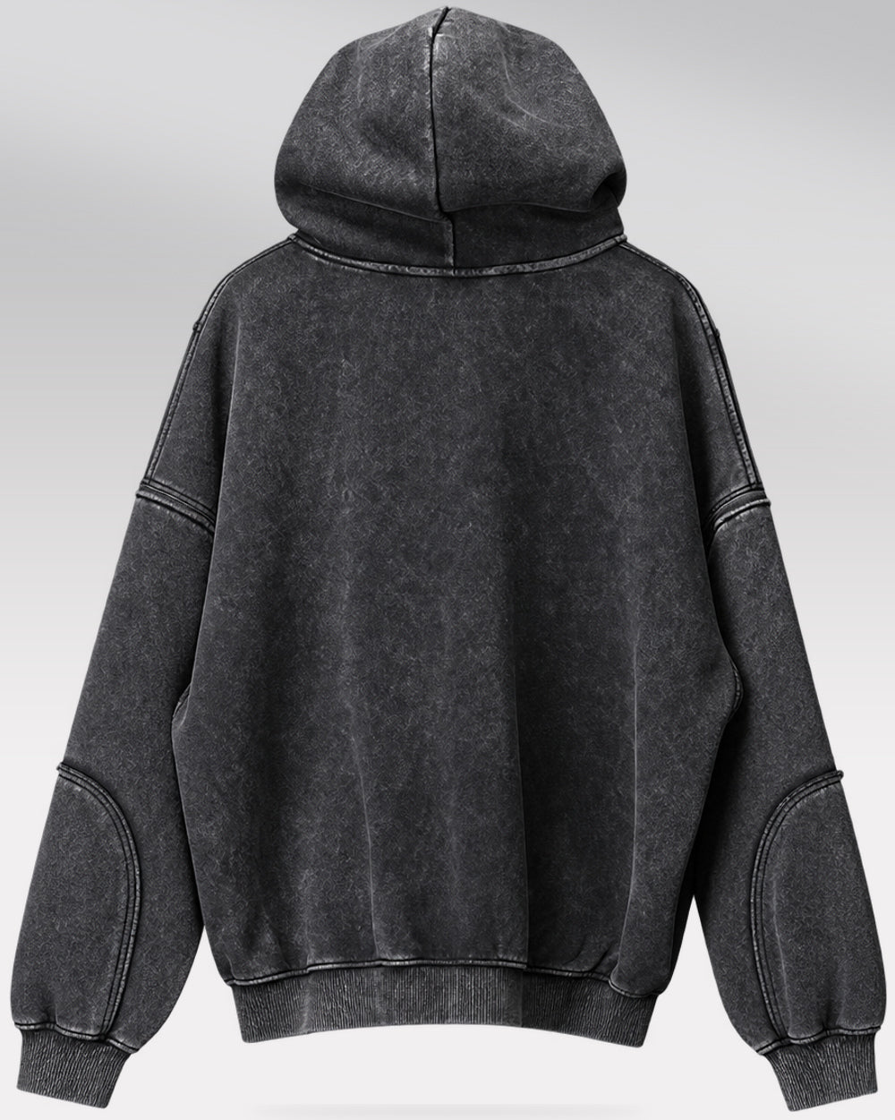 Vintage hoodie "Yosu" in black, isolated rear view