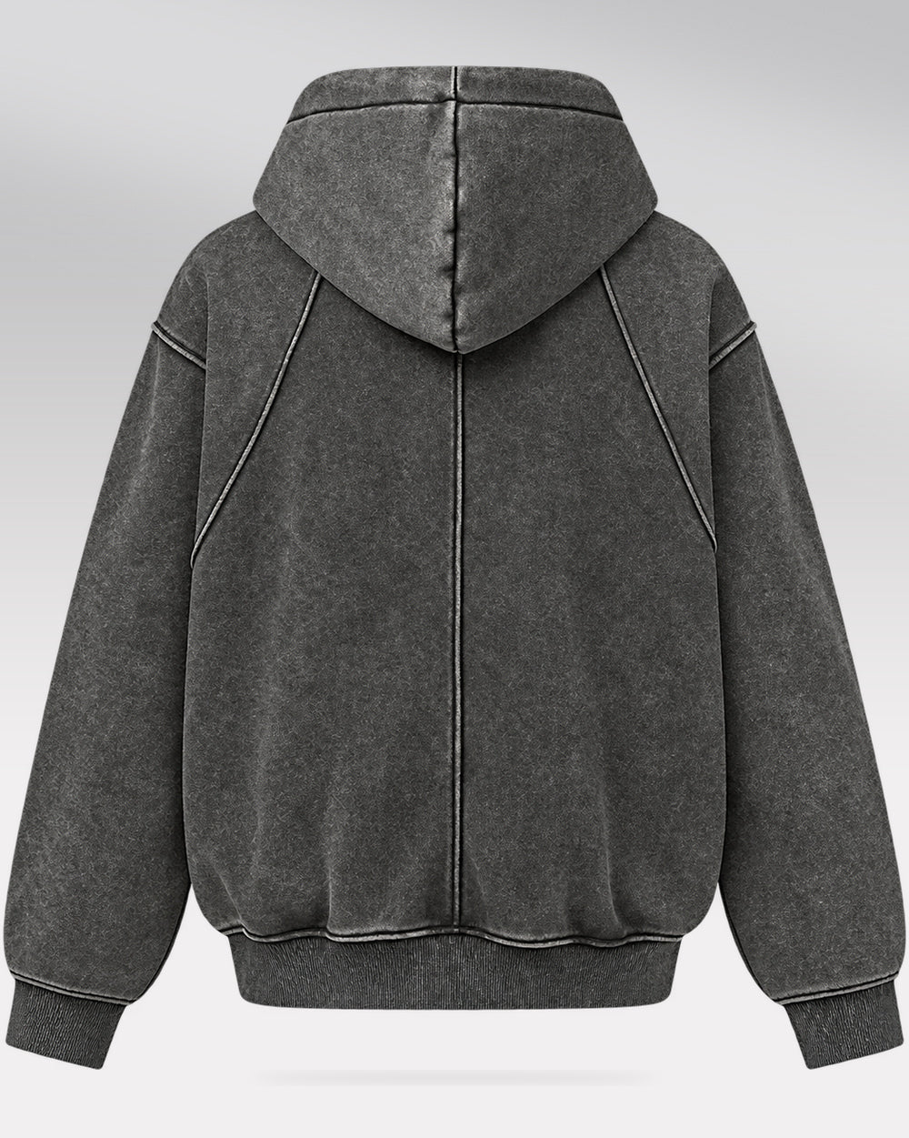Washed Hoodie "Kiryu", gray isolated rear view