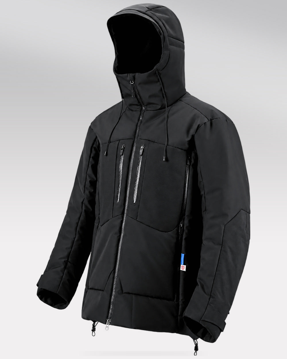 Waterproof Puffer Jacket Hinohe in black - product alone, alternate front angle