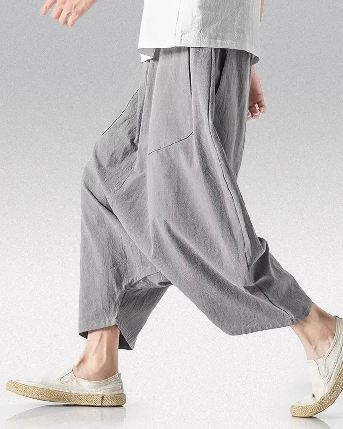 Wide leg linen pants ’Kisawa’ - grey / M