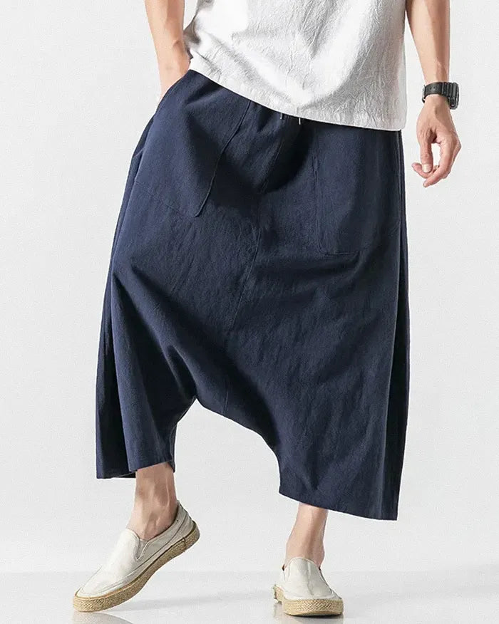 Wide leg linen pants ’Kisawa’ - Navy / M