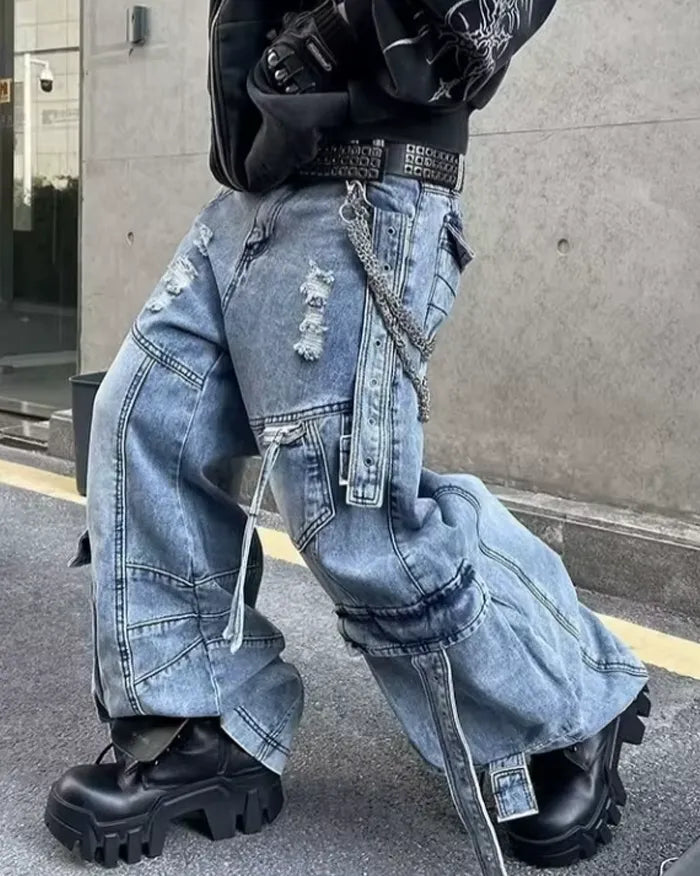 Y2k aesthetic jeans ’Hakusan’