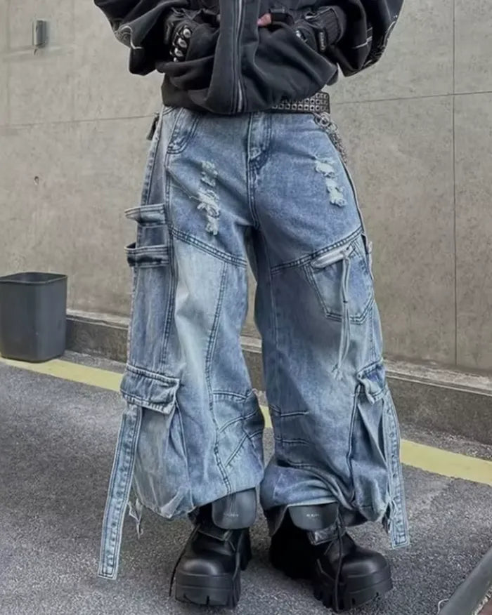 Y2k aesthetic jeans ’Hakusan’