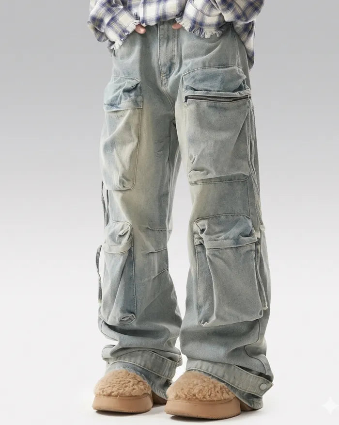 Y2k baggy jeans men’s ’Shibushi’ - Blue / 28