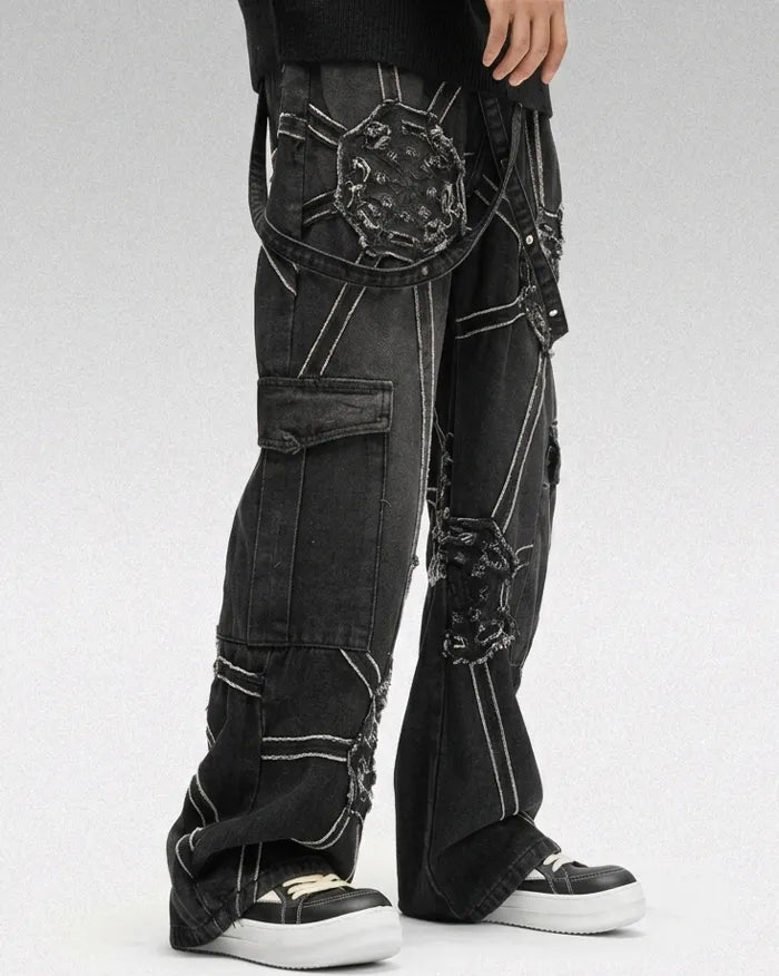 Y2k jeans with suspenders ’Joso’ - S