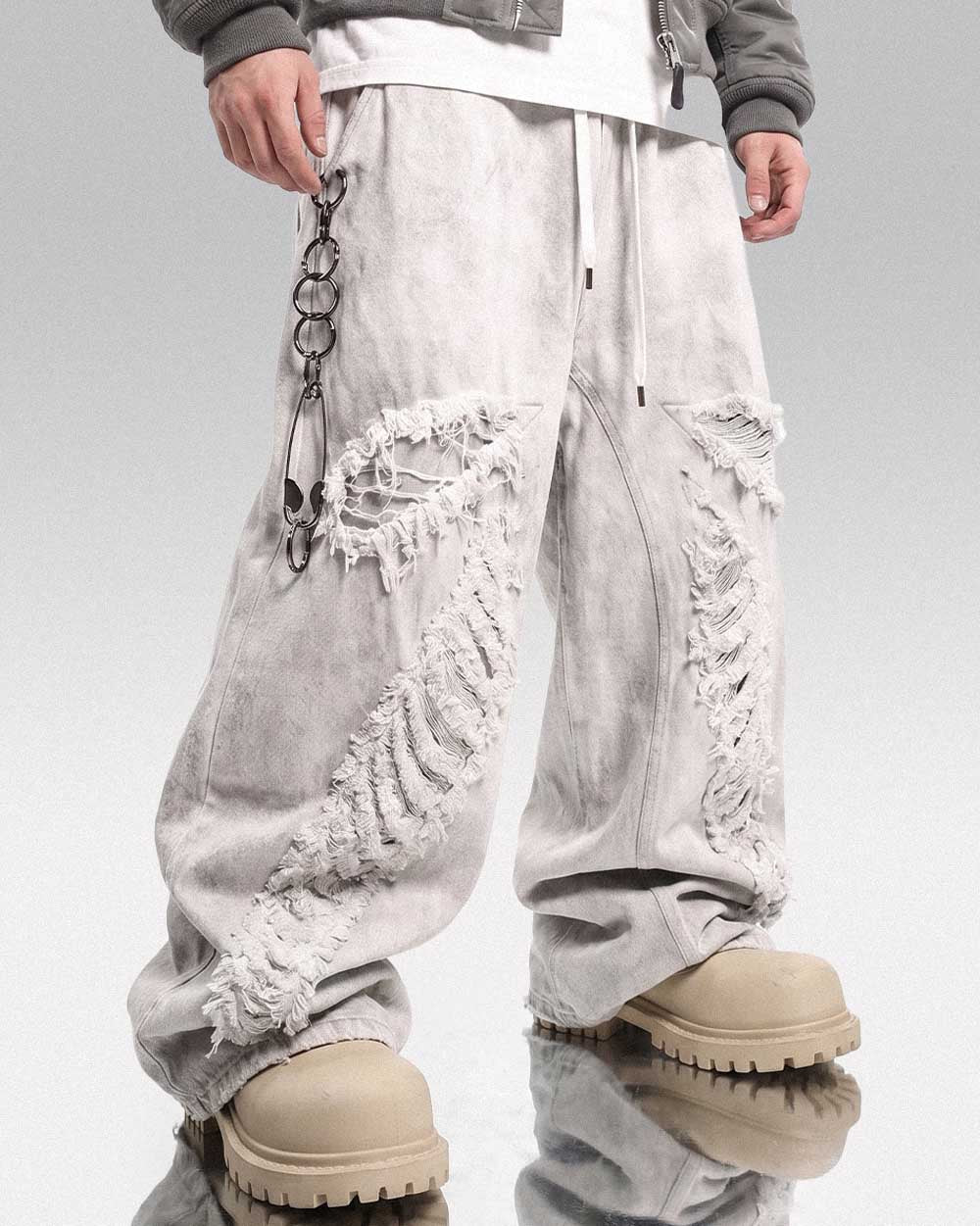 Y2k men’s baggy jeans ’Satsuma’ - White / S
