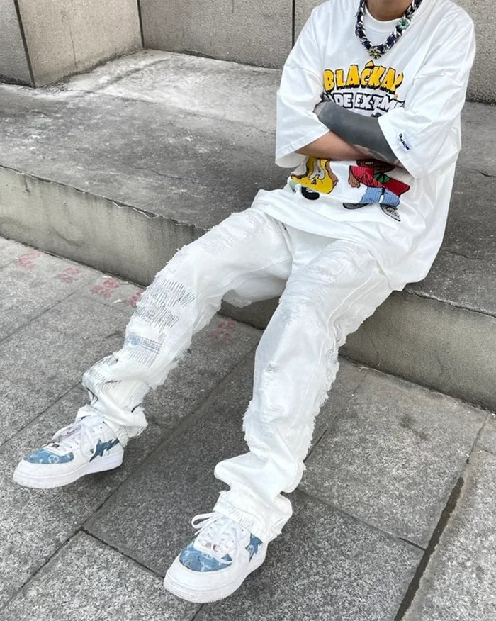 Y2k white jeans ’Kasama’ - TECHWEAR STORM™